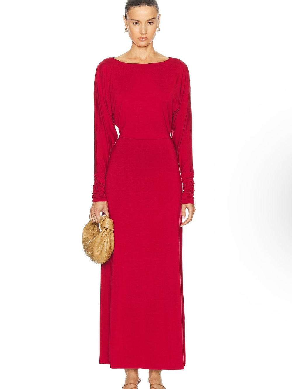 Posse Sienna Red Long-Sleeve Maxi Dress Open Back Size small